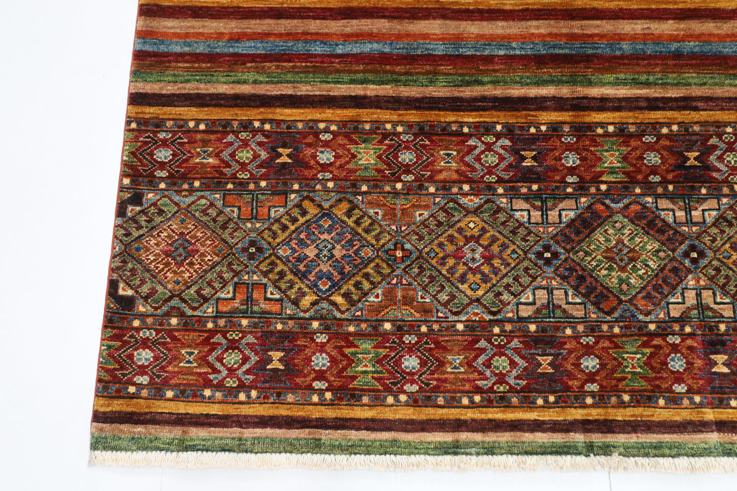 158 x 208 cm | Khorjun Afghan Tribal Hand Knotted Veg Dye Wool carpet