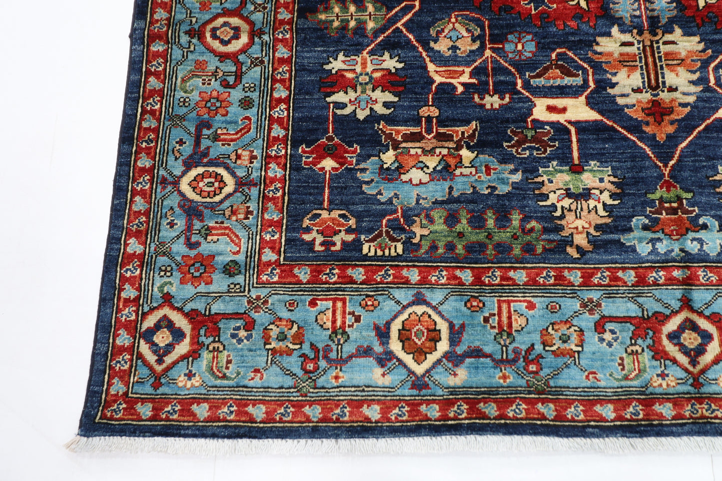176 x 240 cm | Navy Blue Afghan Tribal Hand Knotted Veg Dye Wool carpet