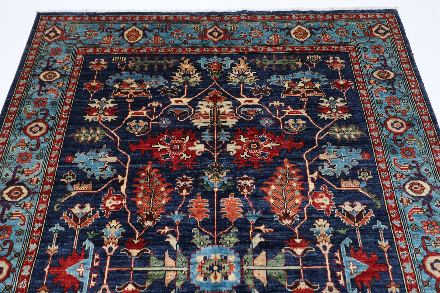 176 x 240 cm | Navy Blue Afghan Tribal Hand Knotted Veg Dye Wool carpet