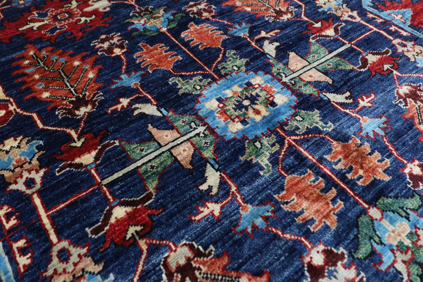 176 x 240 cm | Navy Blue Afghan Tribal Hand Knotted Veg Dye Wool carpet