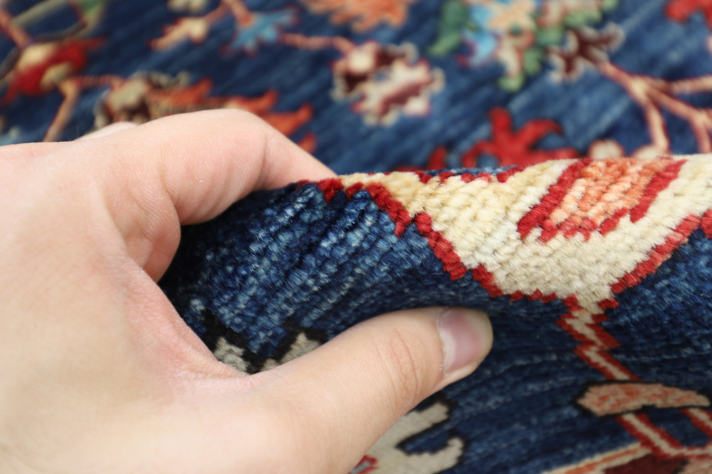 176 x 240 cm | Navy Blue Afghan Tribal Hand Knotted Veg Dye Wool carpet