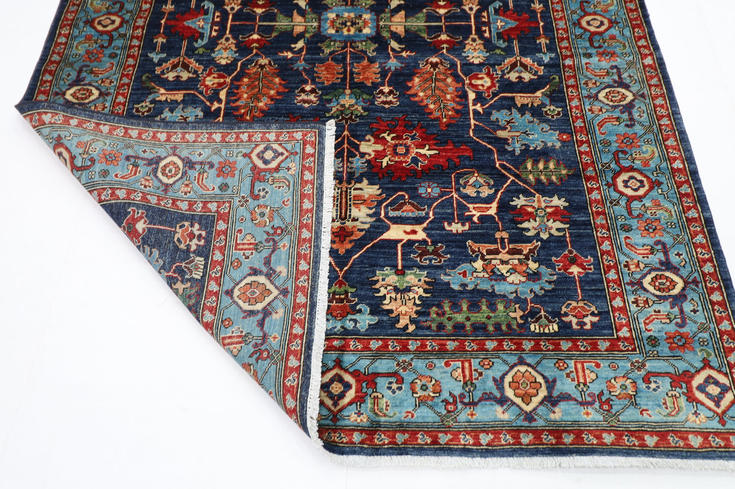 176 x 240 cm | Navy Blue Afghan Tribal Hand Knotted Veg Dye Wool carpet
