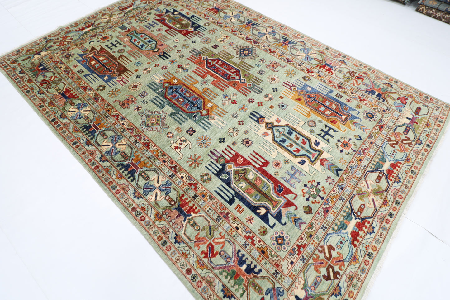 208 x 299 cm | Baluch Afghan Tribal Hand Knotted Veg Dye Wool carpet