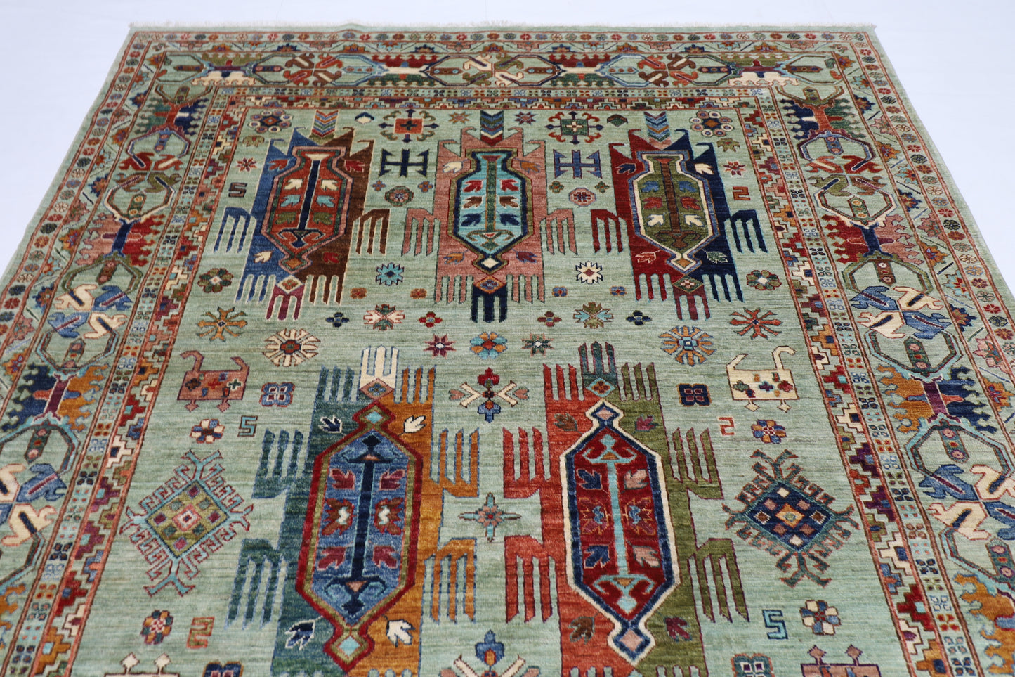 208 x 299 cm | Baluch Afghan Tribal Hand Knotted Veg Dye Wool carpet
