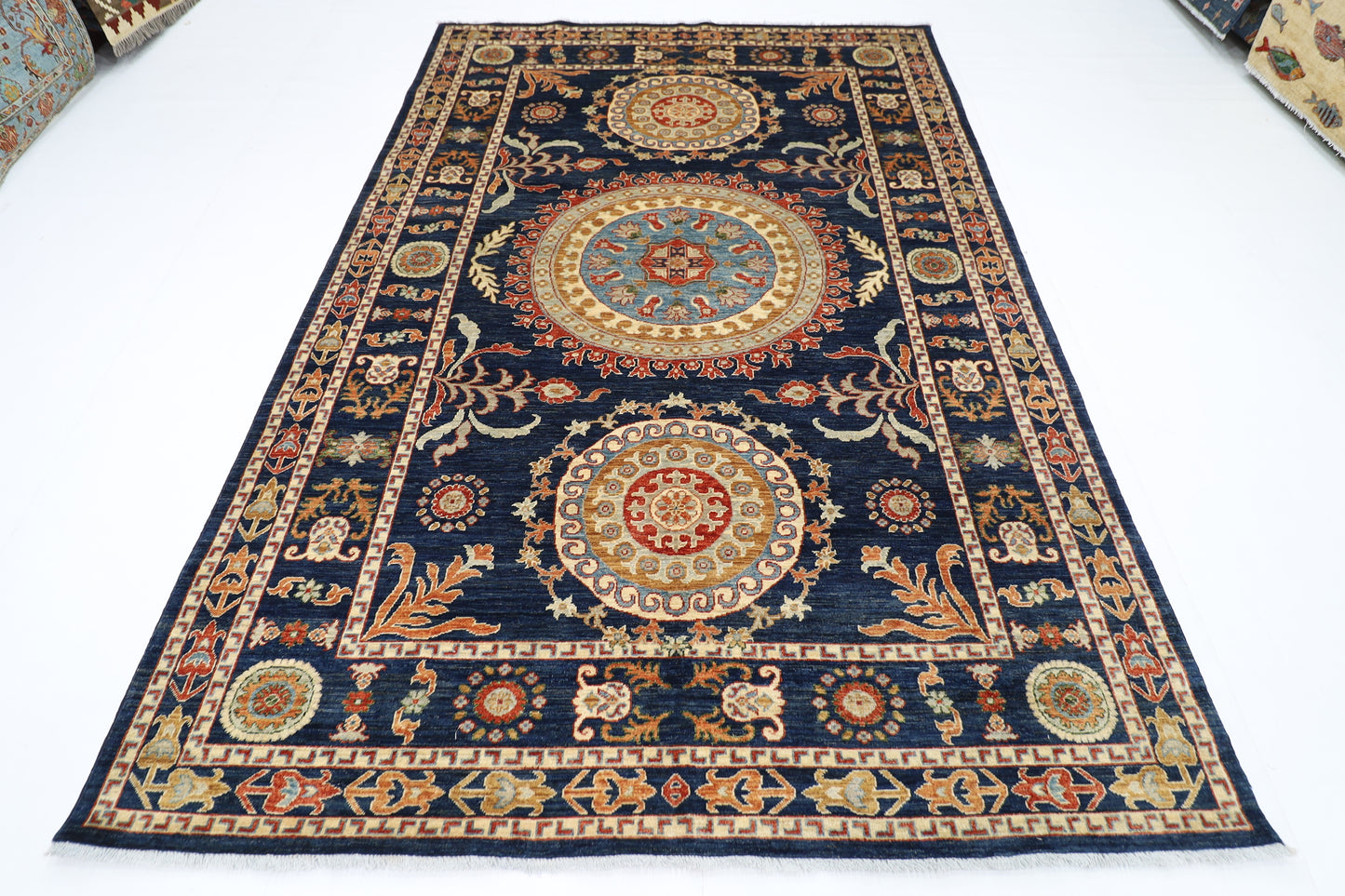 200 x 293 cm | Suzani Afghan Tribal Hand Knotted Veg Dye Wool carpet
