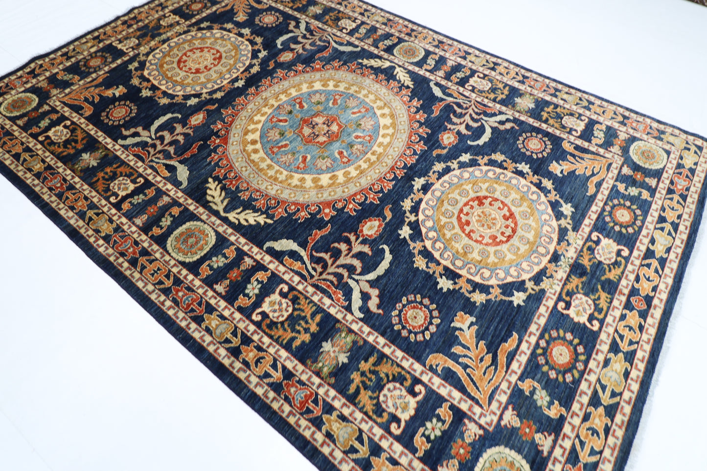 200 x 293 cm | Suzani Afghan Tribal Hand Knotted Veg Dye Wool carpet