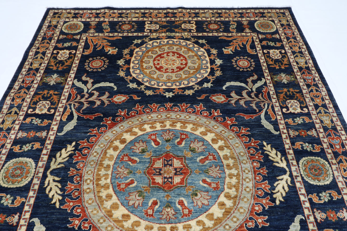 200 x 293 cm | Suzani Afghan Tribal Hand Knotted Veg Dye Wool carpet