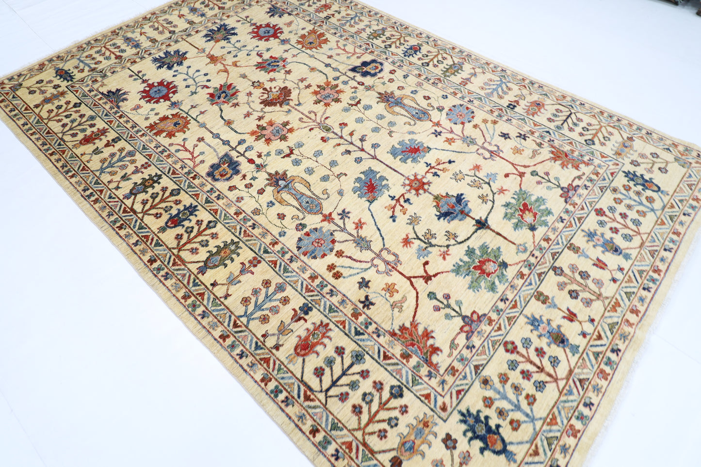 197 x 297 cm | Sultani Afghan Tribal Hand Knotted Veg Dye Wool carpet