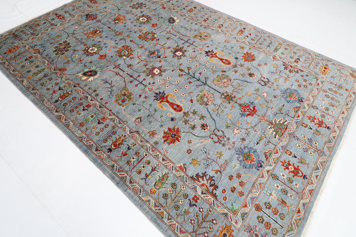204 x 298 cm | Sultani Afghan Tribal Hand Knotted Veg Dye Wool carpet