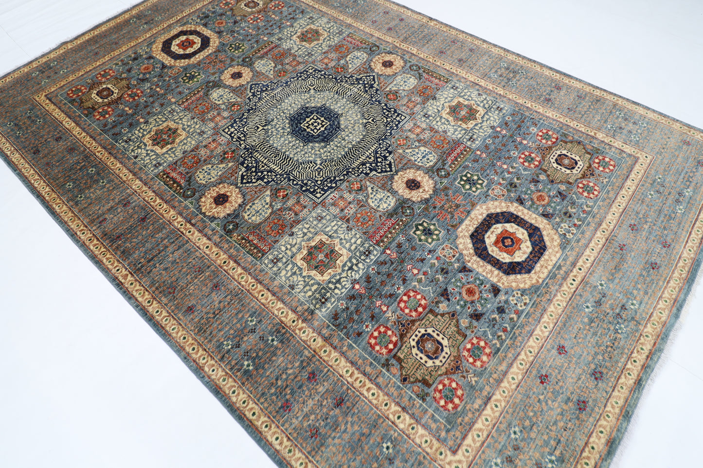 200 x 296 cm | Mamluk Afghan Tribal Hand Knotted Veg Dye Wool carpet
