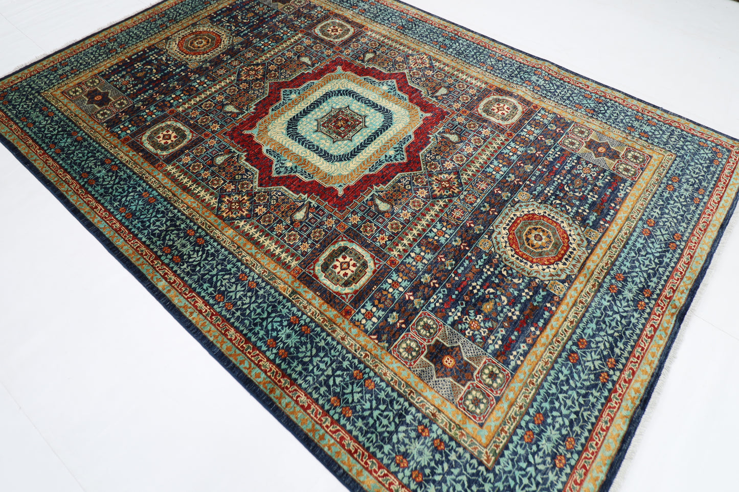 201 x 293 cm | Mamluk Afghan Tribal Hand Knotted Veg Dye Wool carpet