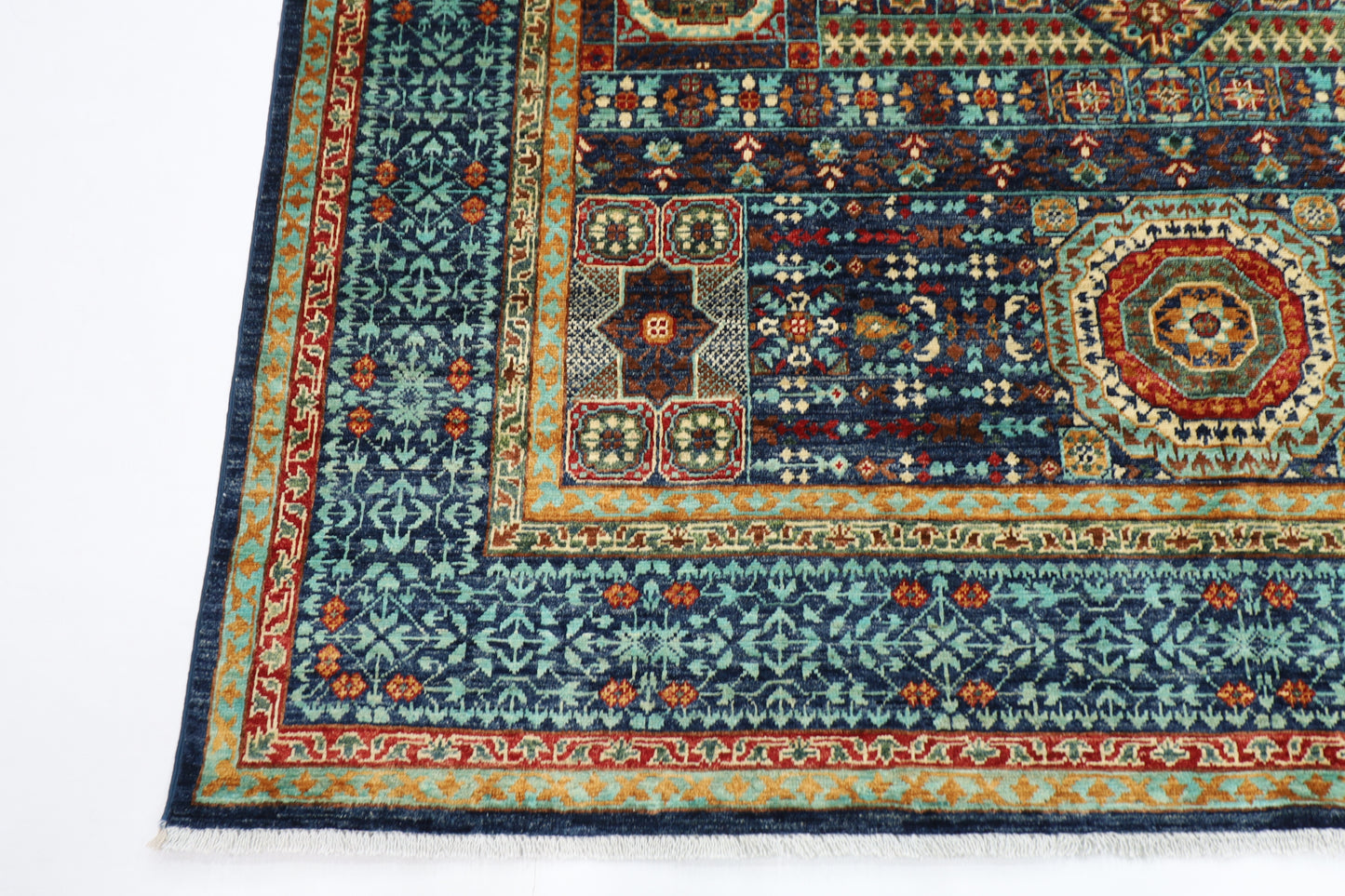 201 x 293 cm | Mamluk Afghan Tribal Hand Knotted Veg Dye Wool carpet