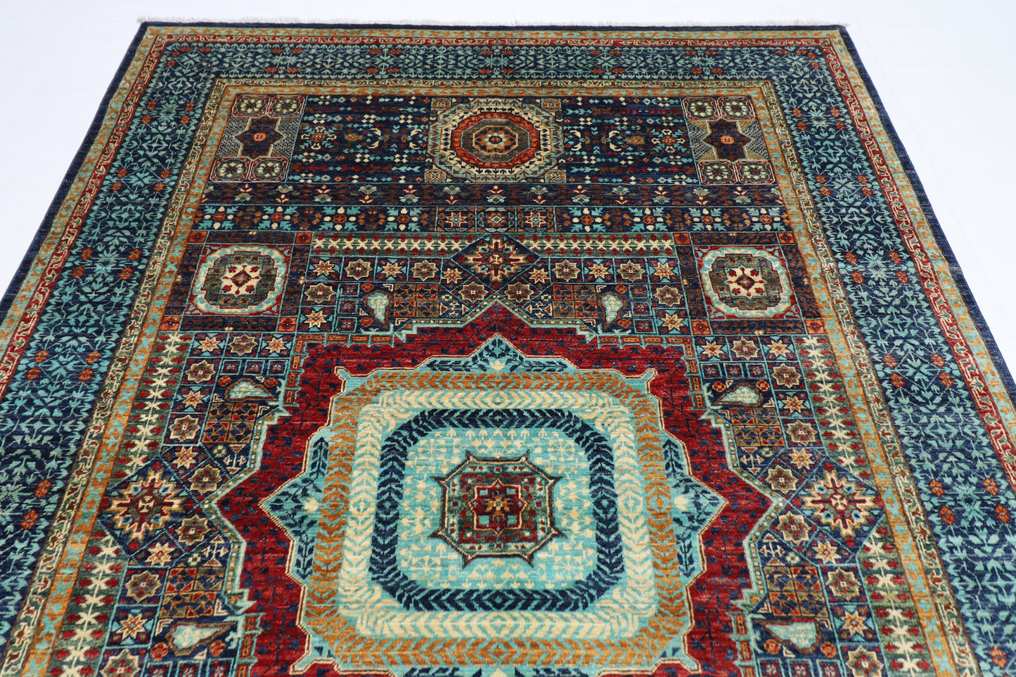 201 x 293 cm | Mamluk Afghan Tribal Hand Knotted Veg Dye Wool carpet