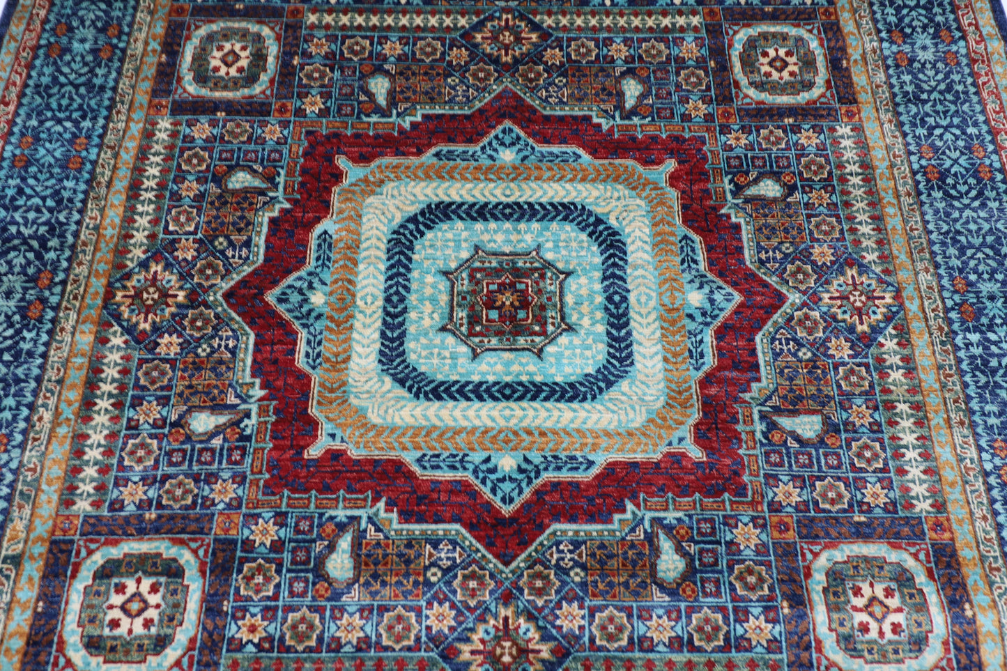 201 x 293 cm | Mamluk Afghan Tribal Hand Knotted Veg Dye Wool carpet