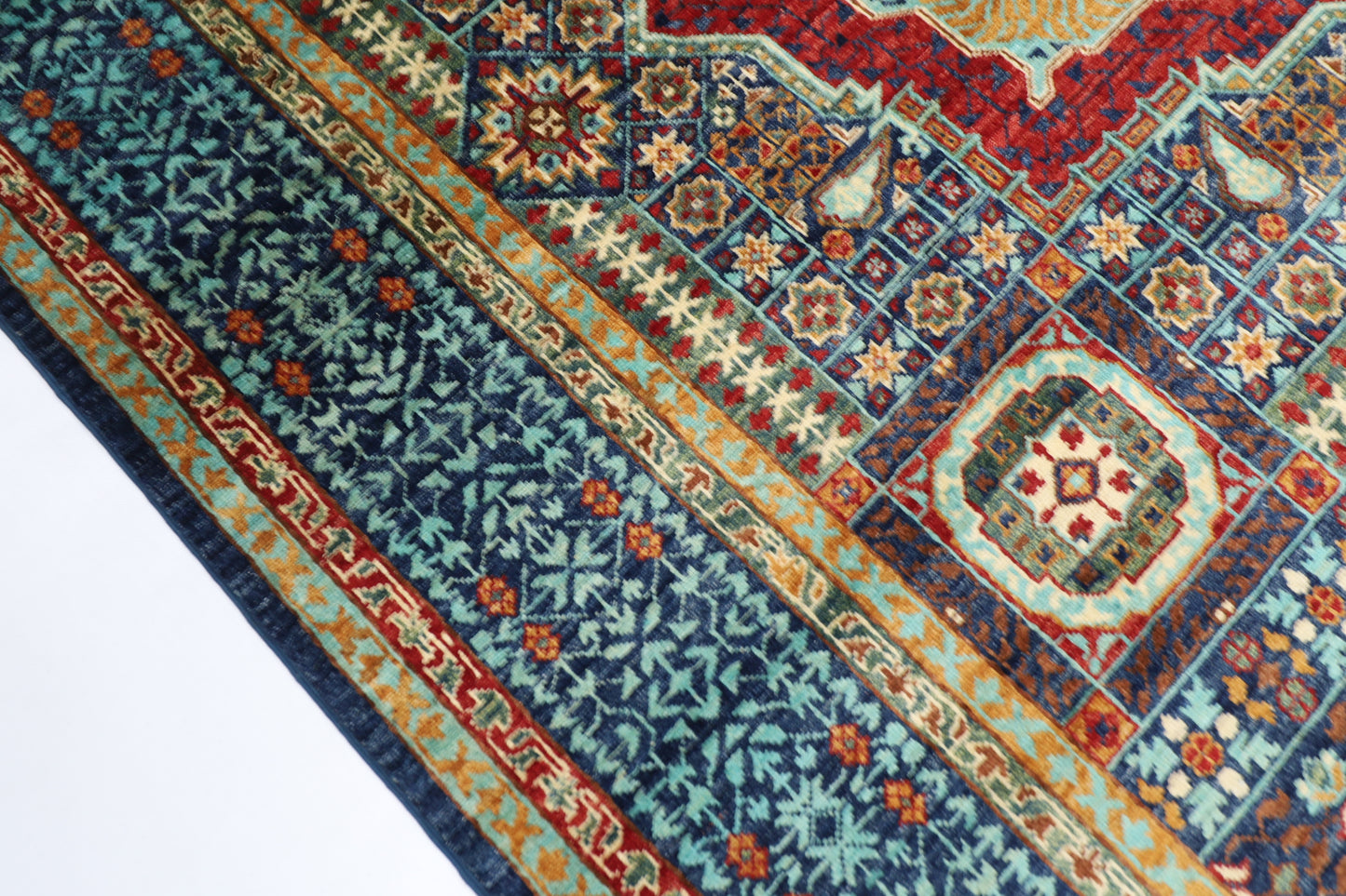 201 x 293 cm | Mamluk Afghan Tribal Hand Knotted Veg Dye Wool carpet