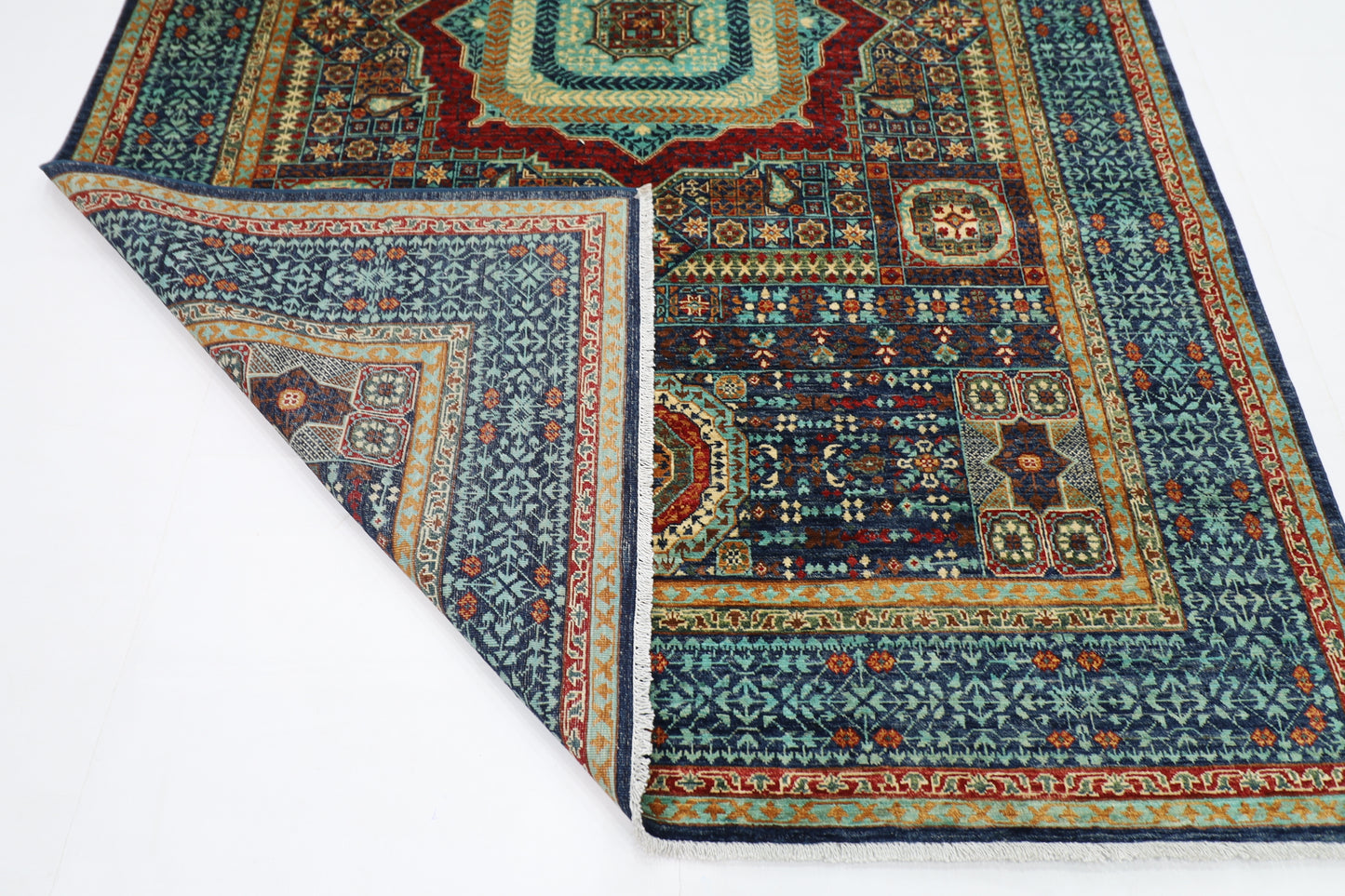 201 x 293 cm | Mamluk Afghan Tribal Hand Knotted Veg Dye Wool carpet