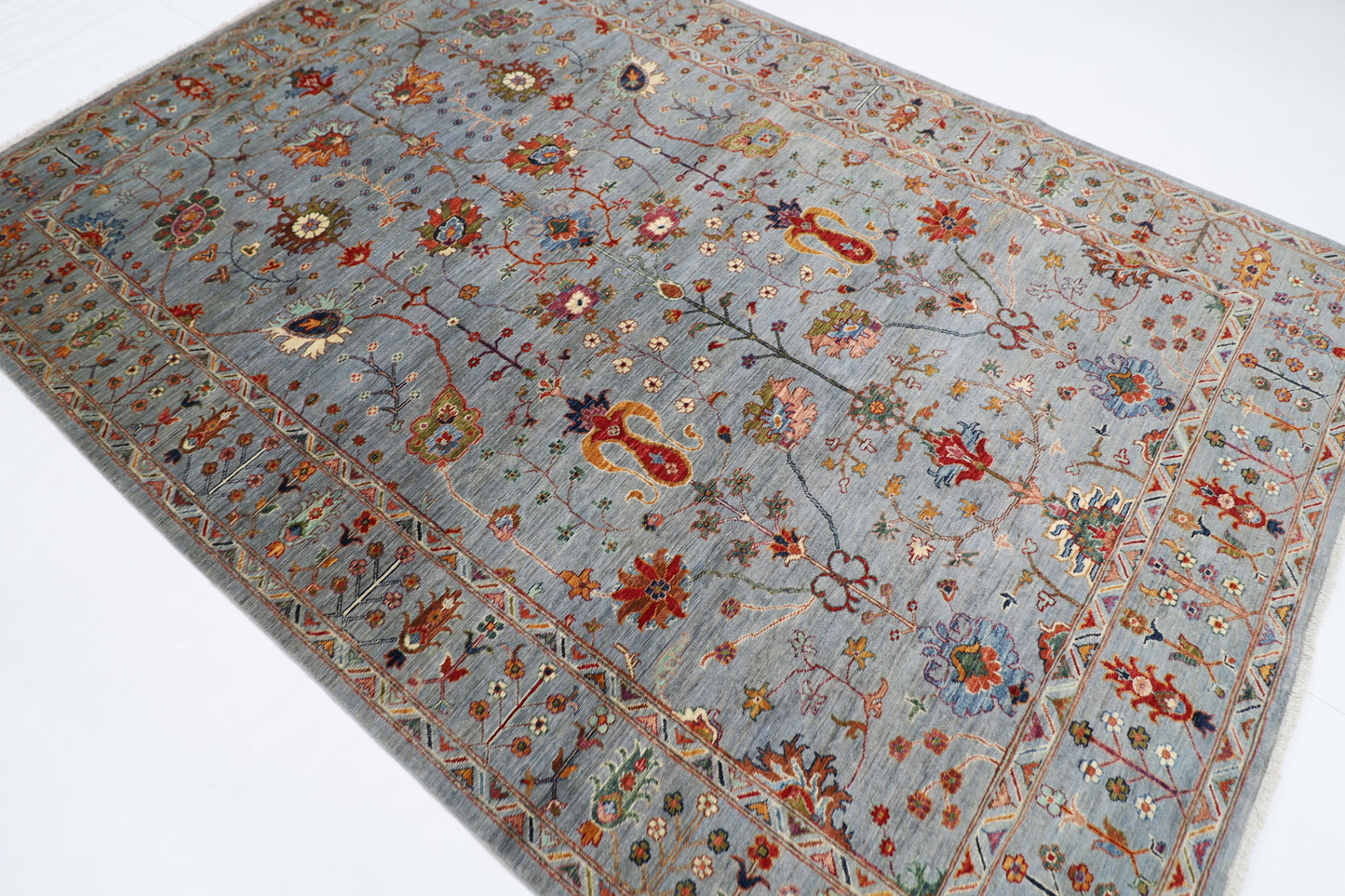 204 x 296 cm | Sultani Afghan Tribal Hand Knotted Veg Dye Wool carpet
