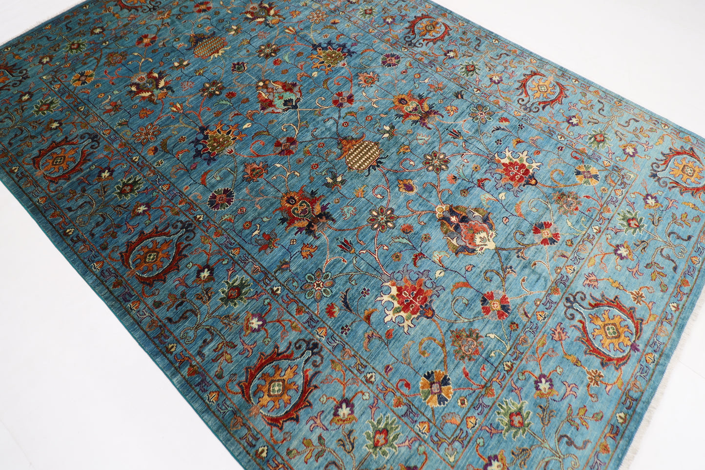 207 x 301 cm | Sultani Afghan Tribal Hand Knotted Veg Dye Wool carpet