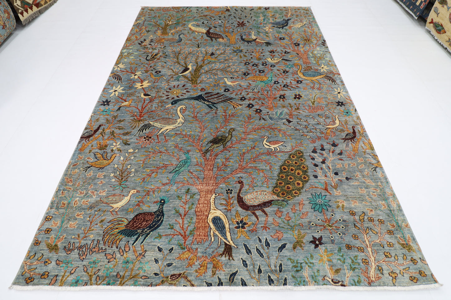202 x 298 cm | Birds Afghan Tribal Hand Knotted Veg Dye Wool carpet
