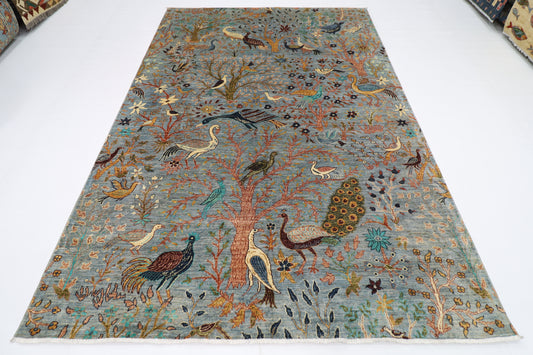 202 x 298 cm | Birds Afghan Tribal Hand Knotted Veg Dye Wool carpet