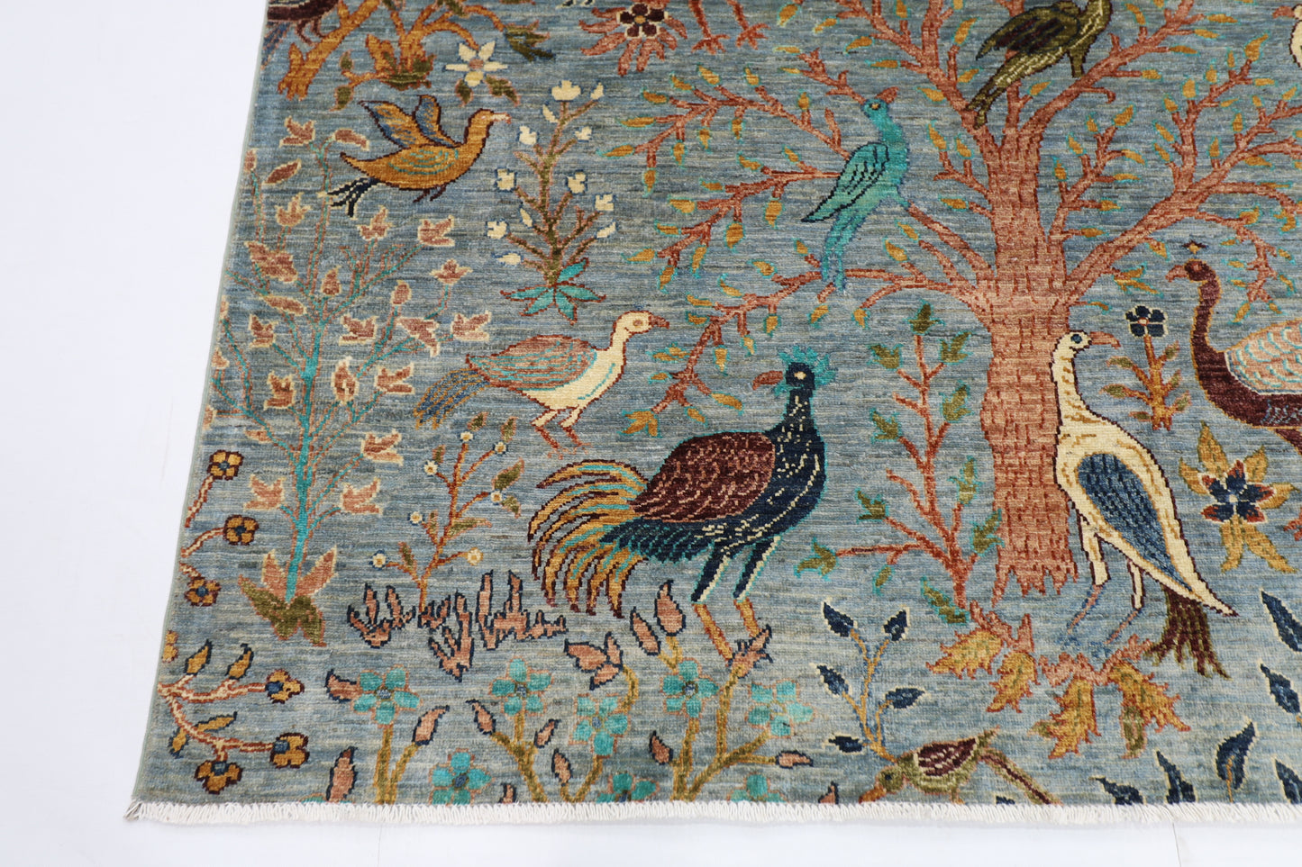 202 x 298 cm | Birds Afghan Tribal Hand Knotted Veg Dye Wool carpet