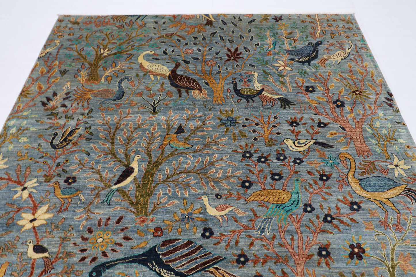 202 x 298 cm | Birds Afghan Tribal Hand Knotted Veg Dye Wool carpet