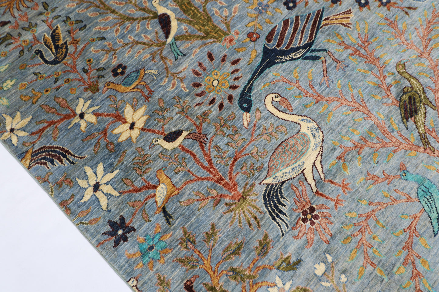 202 x 298 cm | Birds Afghan Tribal Hand Knotted Veg Dye Wool carpet