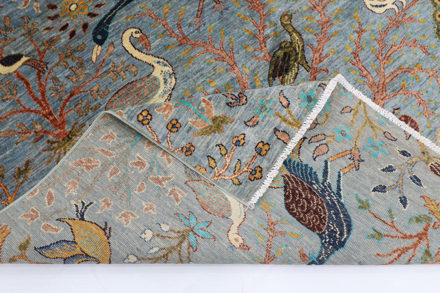 202 x 298 cm | Birds Afghan Tribal Hand Knotted Veg Dye Wool carpet