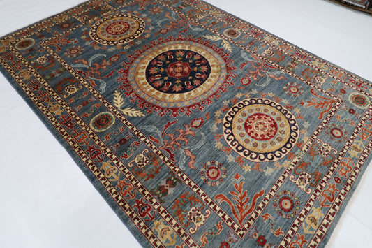 204 x 296 cm | Suzani Afghan Tribal Hand Knotted Veg Dye Wool carpet