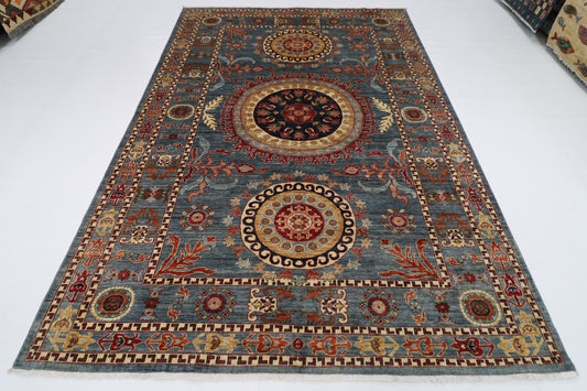 204 x 296 cm | Suzani Afghan Tribal Hand Knotted Veg Dye Wool carpet