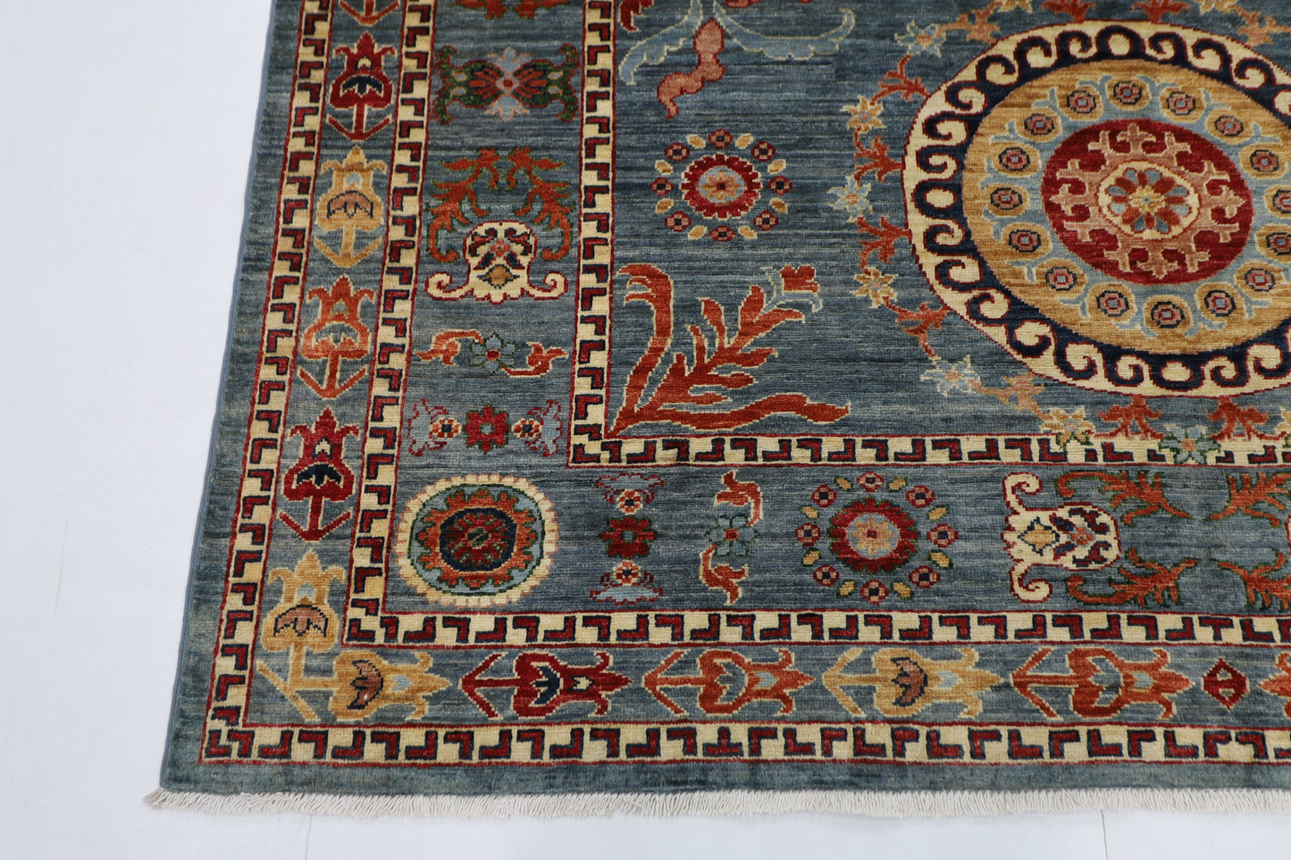 204 x 296 cm | Suzani Afghan Tribal Hand Knotted Veg Dye Wool carpet