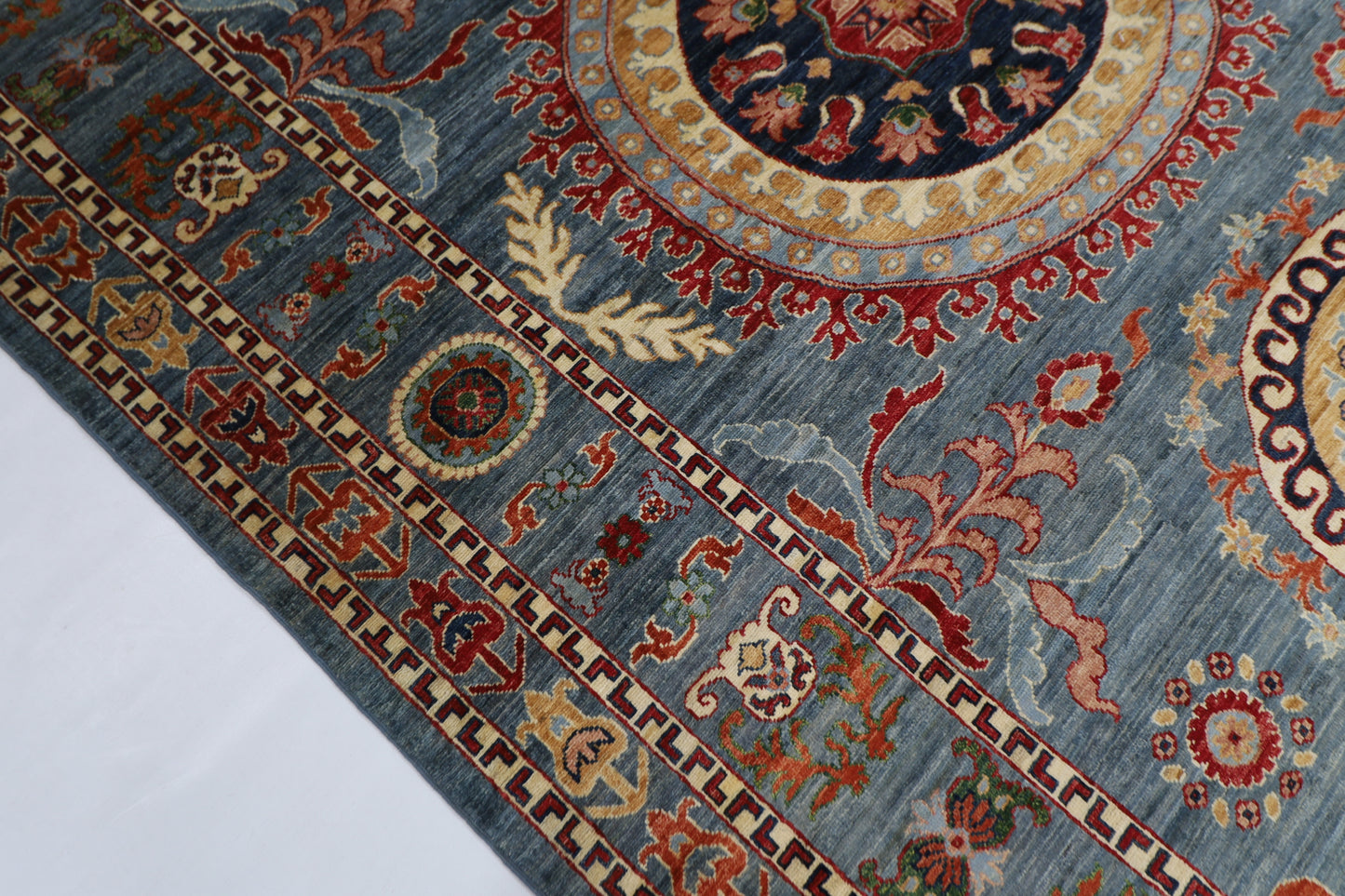 204 x 296 cm | Suzani Afghan Tribal Hand Knotted Veg Dye Wool carpet