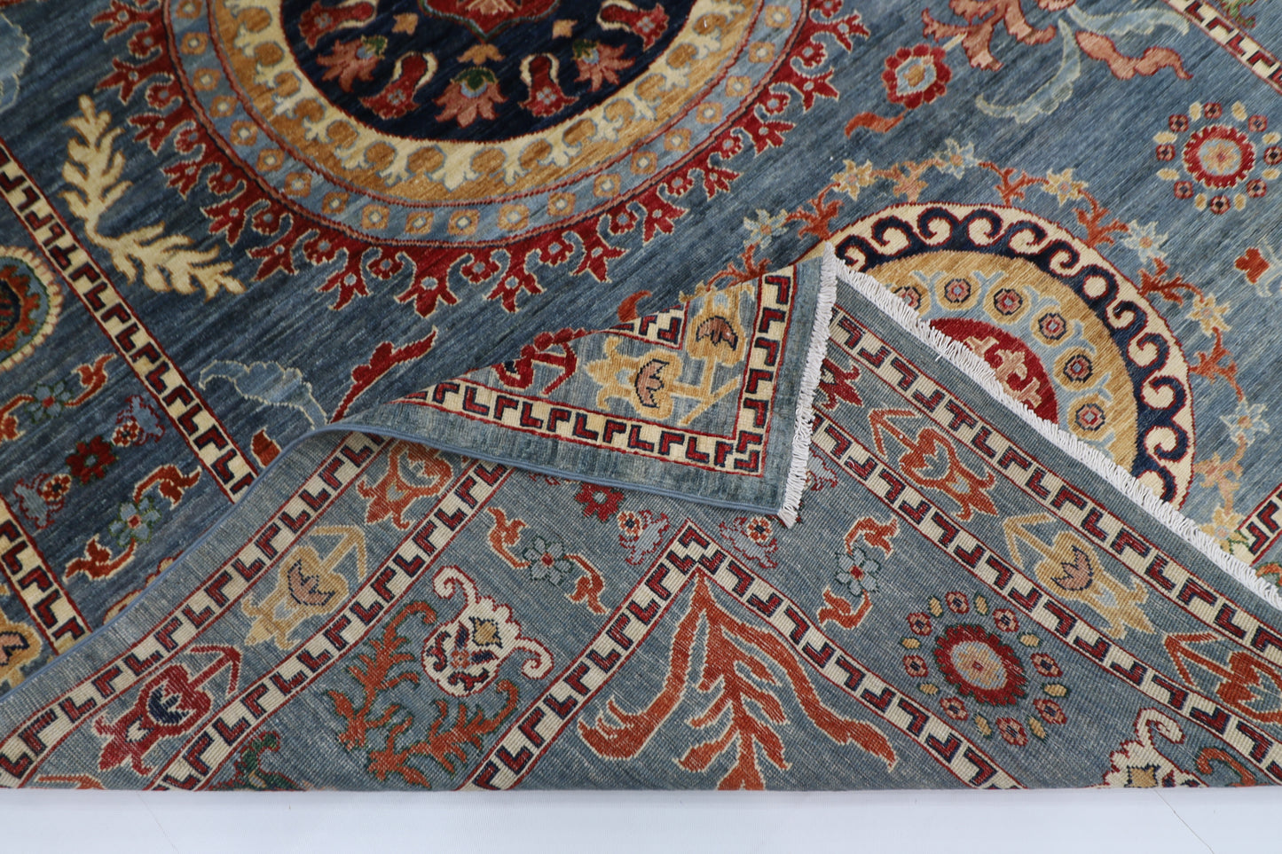 204 x 296 cm | Suzani Afghan Tribal Hand Knotted Veg Dye Wool carpet