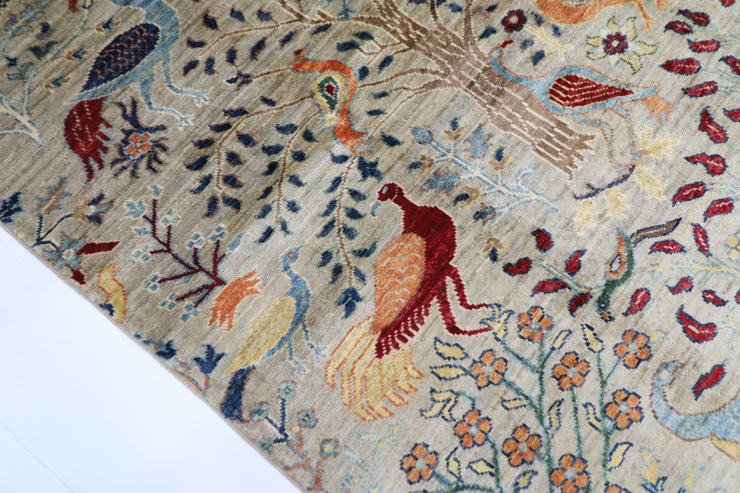 123 x 174 cm | Birds Afghan Tribal Hand Knotted Veg Dye Wool carpet