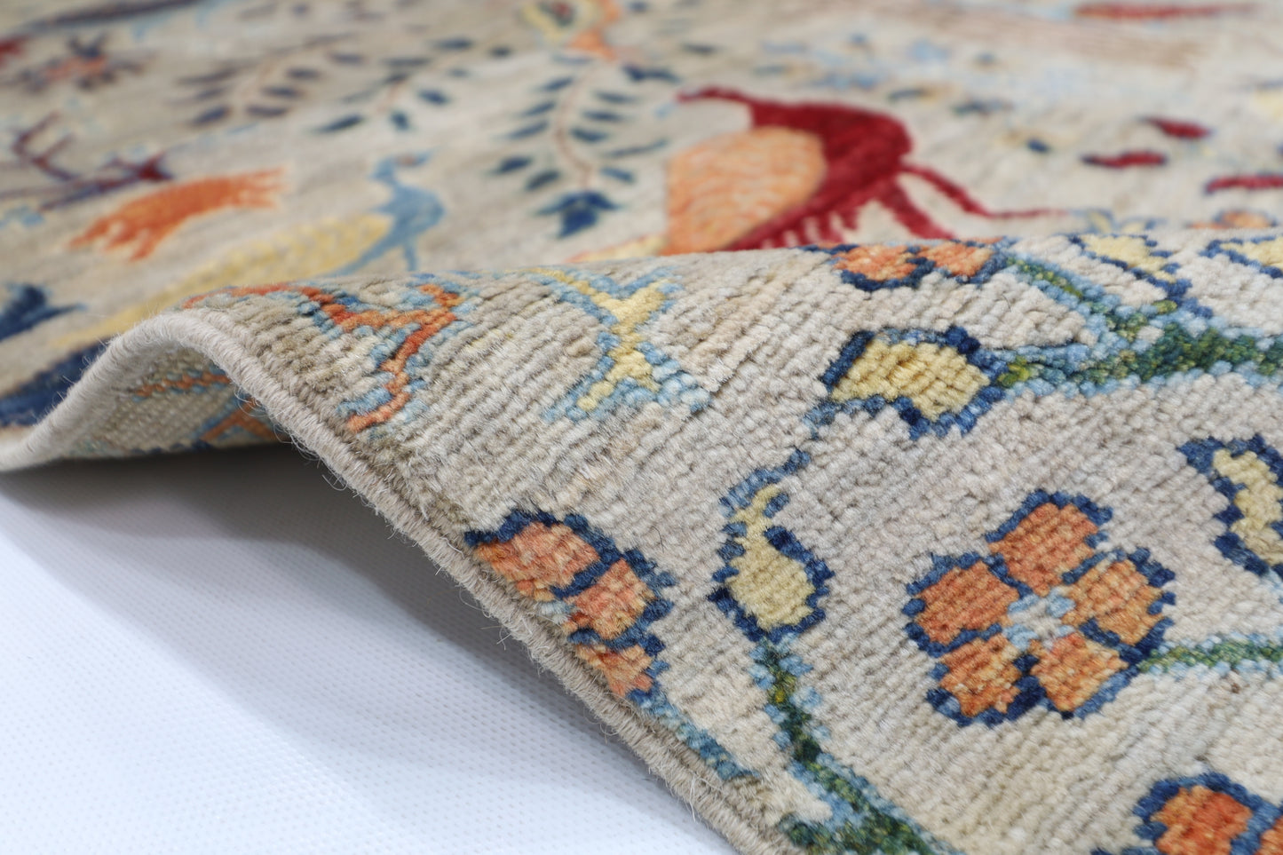 123 x 174 cm | Birds Afghan Tribal Hand Knotted Veg Dye Wool carpet