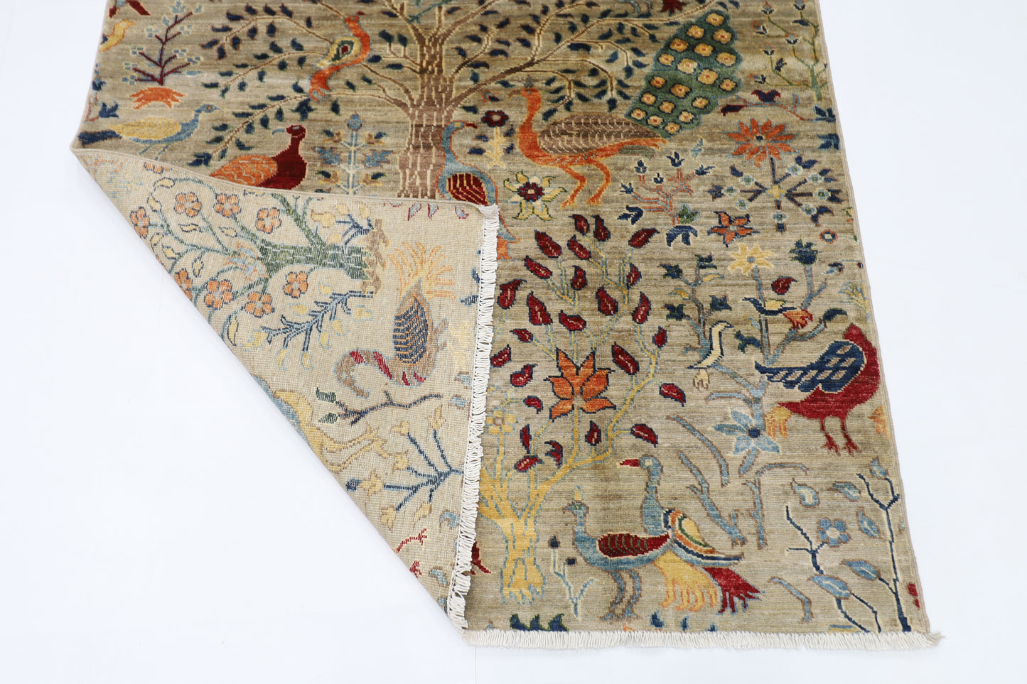 123 x 174 cm | Birds Afghan Tribal Hand Knotted Veg Dye Wool carpet