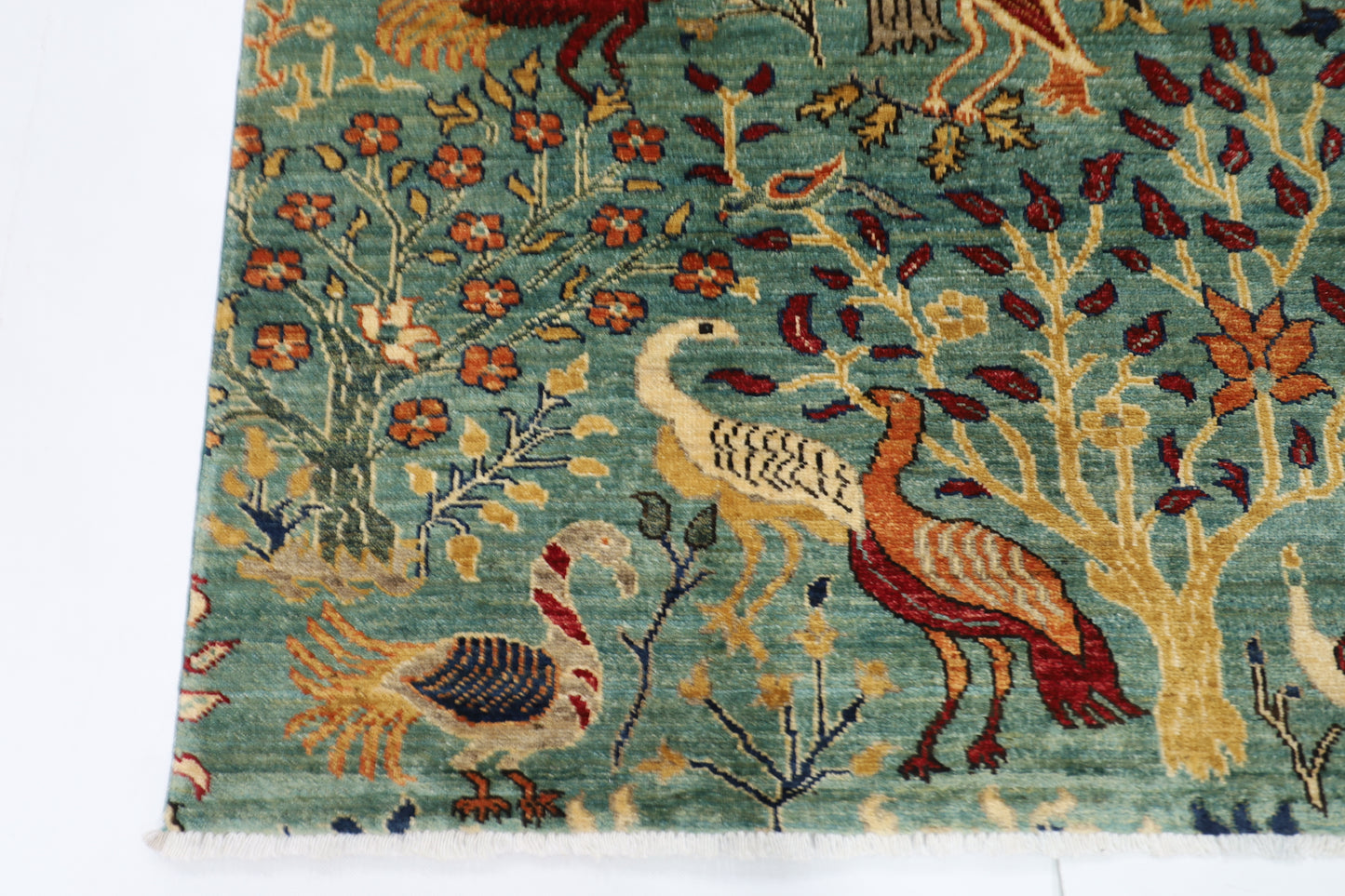 124 x 179 cm | Birds Afghan Tribal Hand Knotted Veg Dye Wool carpet
