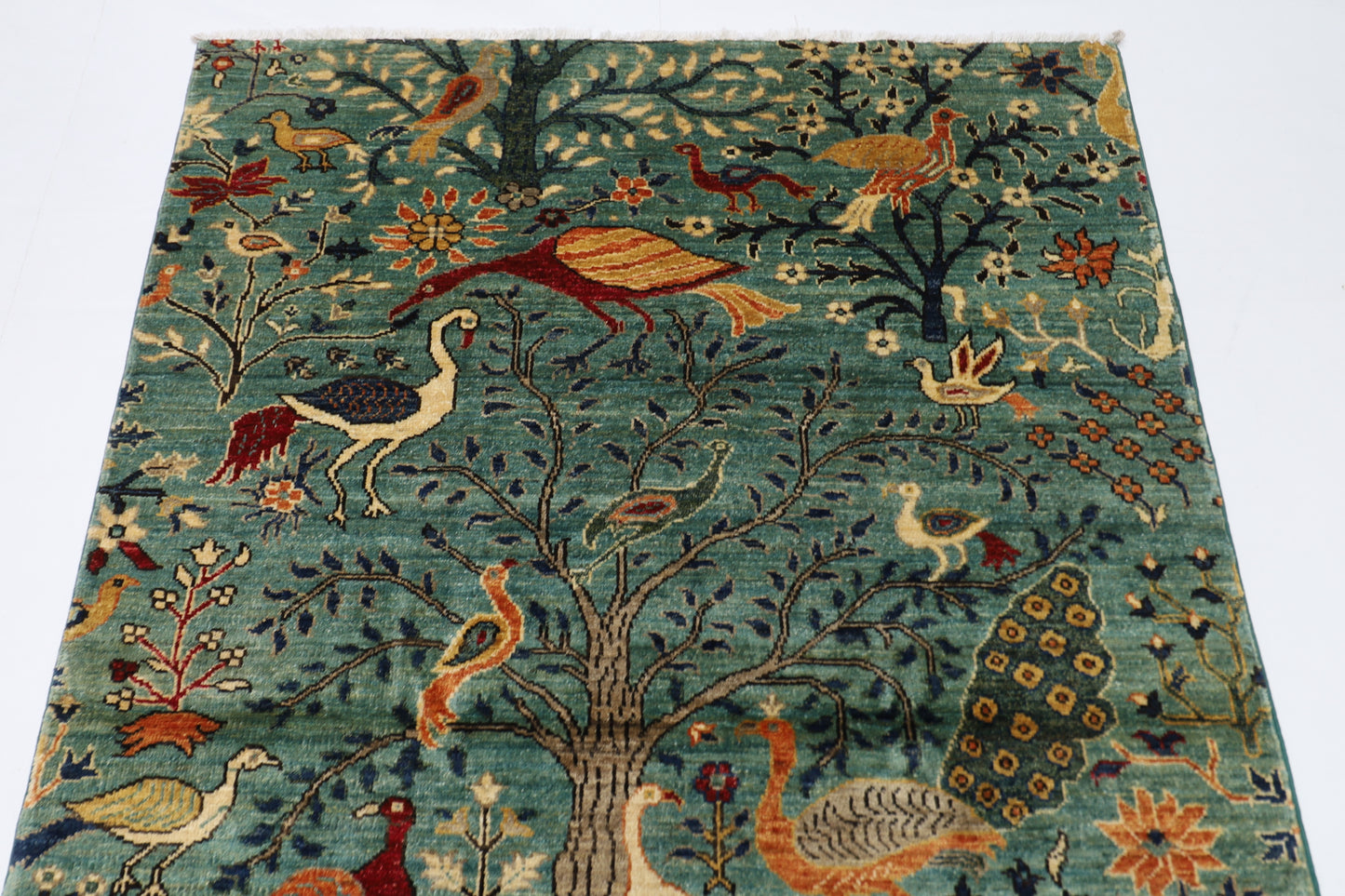 124 x 179 cm | Birds Afghan Tribal Hand Knotted Veg Dye Wool carpet