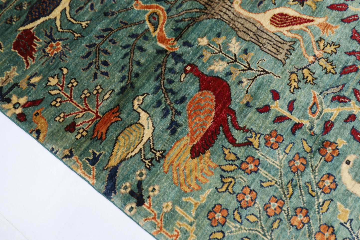 124 x 179 cm | Birds Afghan Tribal Hand Knotted Veg Dye Wool carpet