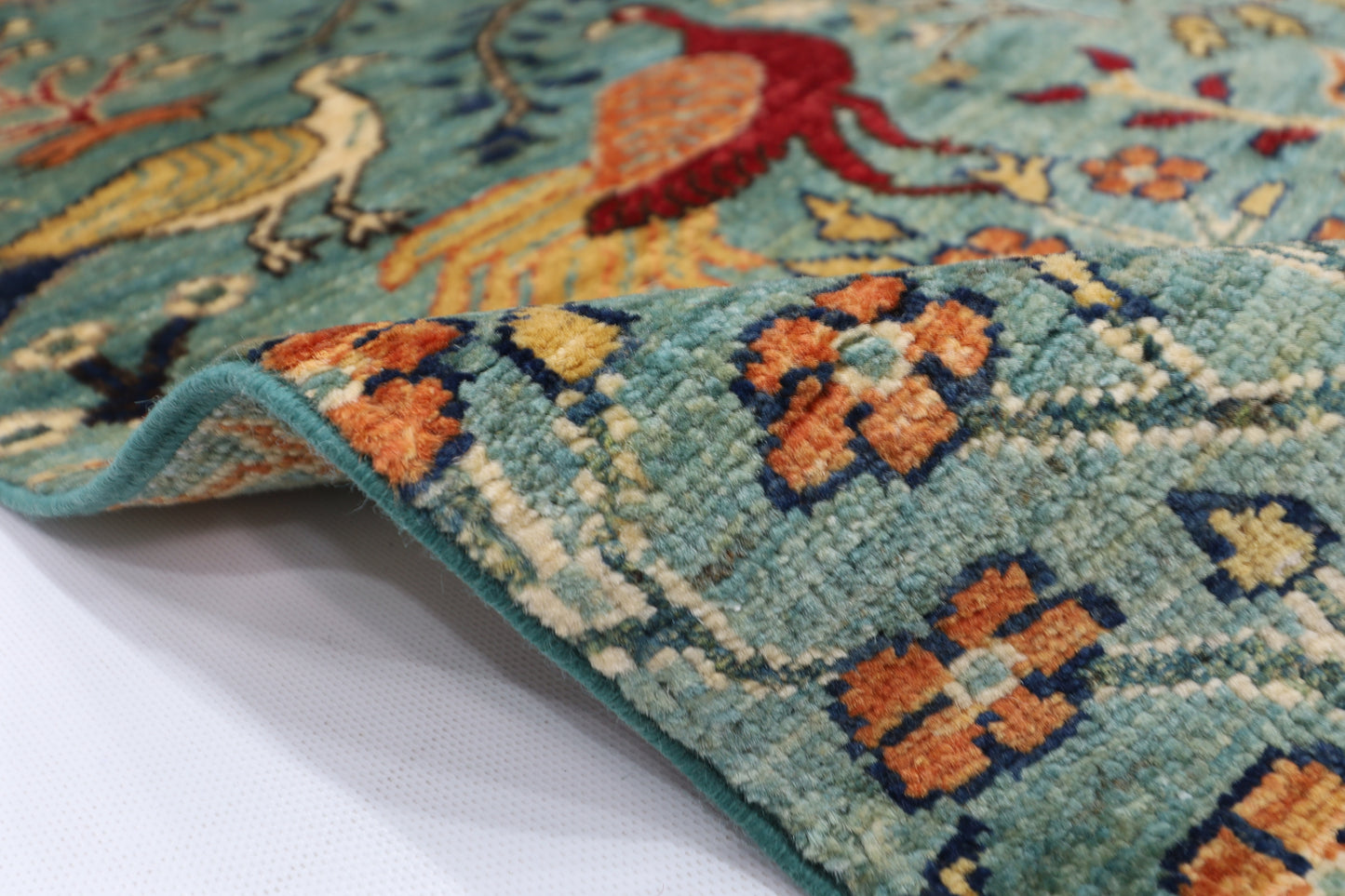 124 x 179 cm | Birds Afghan Tribal Hand Knotted Veg Dye Wool carpet