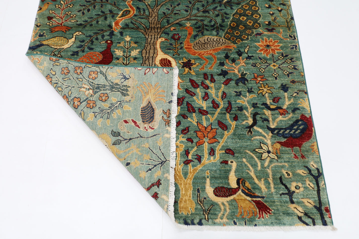 124 x 179 cm | Birds Afghan Tribal Hand Knotted Veg Dye Wool carpet