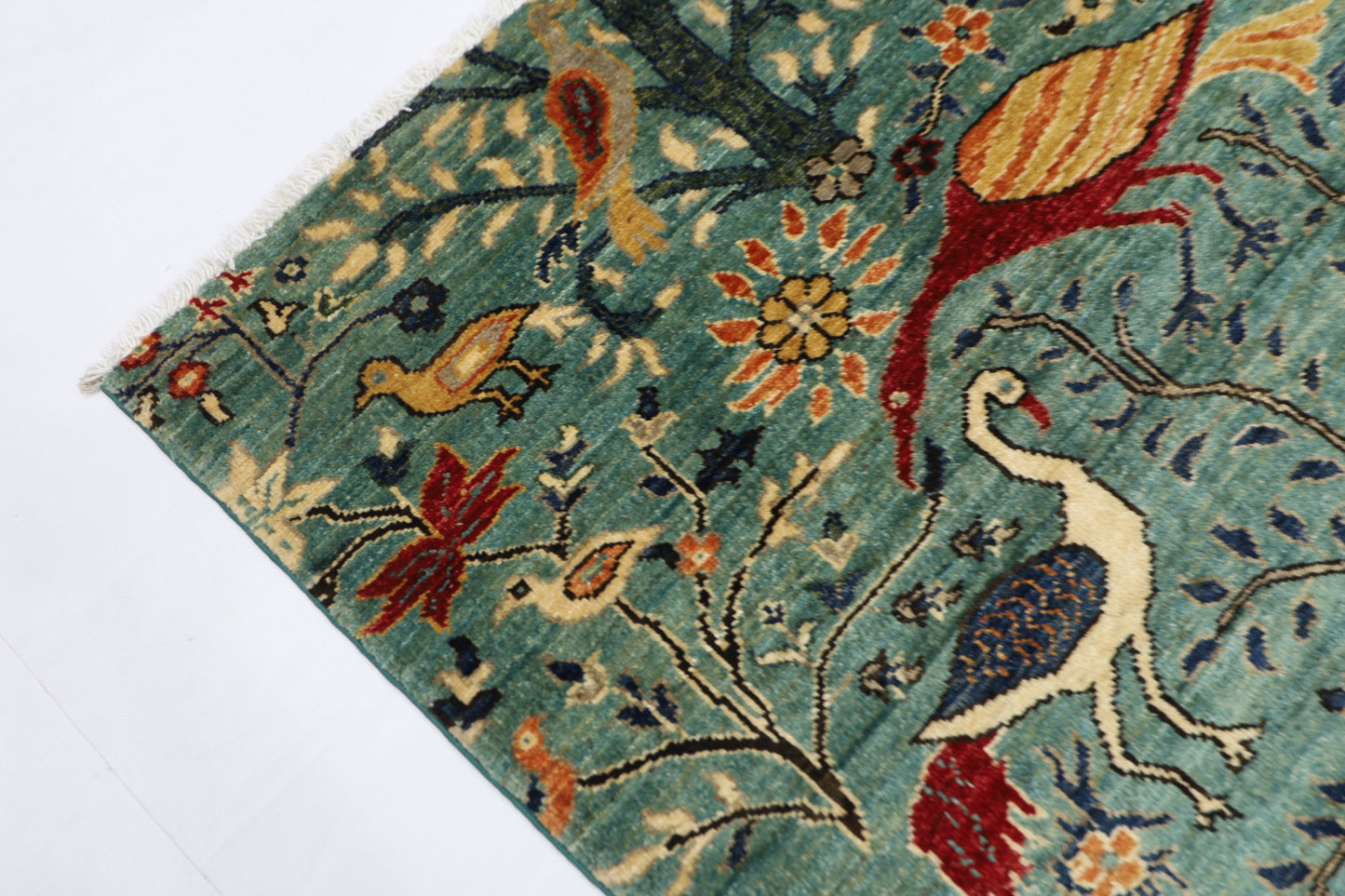 124 x 179 cm | Birds Afghan Tribal Hand Knotted Veg Dye Wool carpet