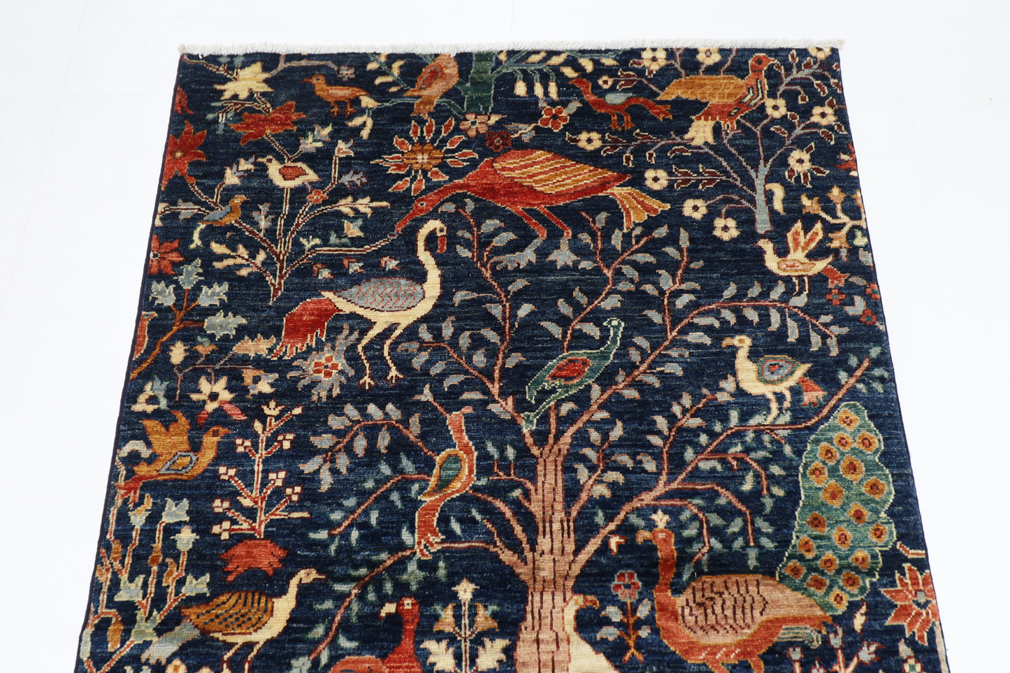 116 x 175 cm | Birds Afghan Tribal Hand Knotted Veg Dye Wool carpet