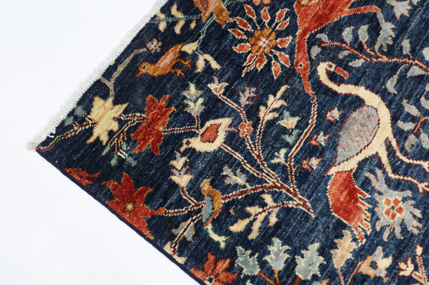 116 x 175 cm | Birds Afghan Tribal Hand Knotted Veg Dye Wool carpet