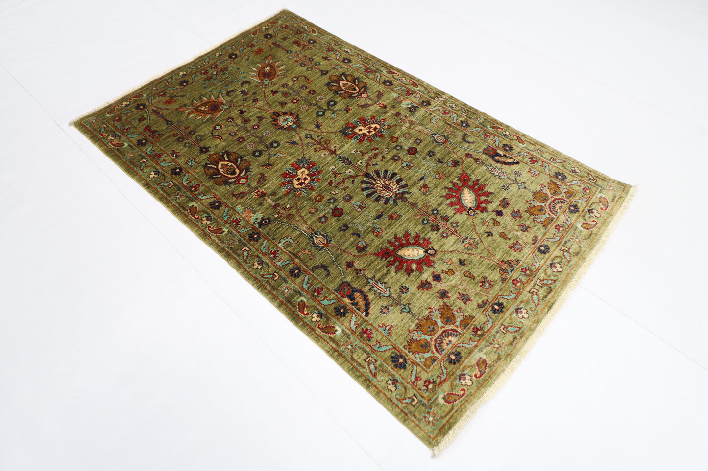 117 x 182 cm | Sultani Afghan Tribal Hand Knotted Veg Dye Wool carpet