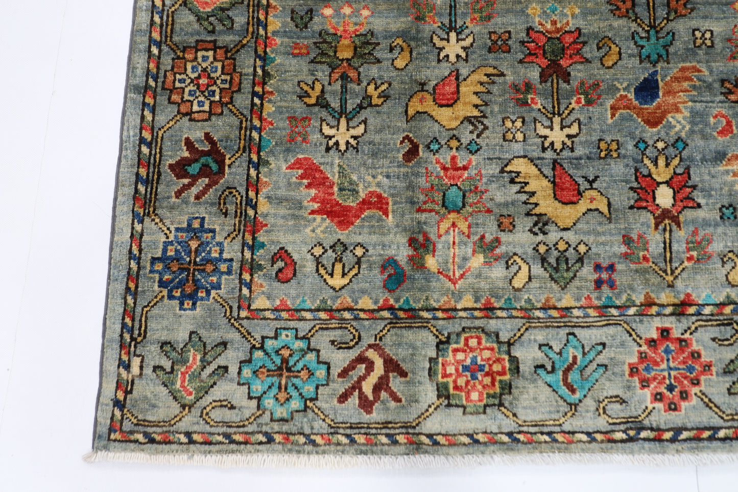 120 x 182 cm | Birds Afghan Tribal Hand Knotted Veg Dye Wool carpet