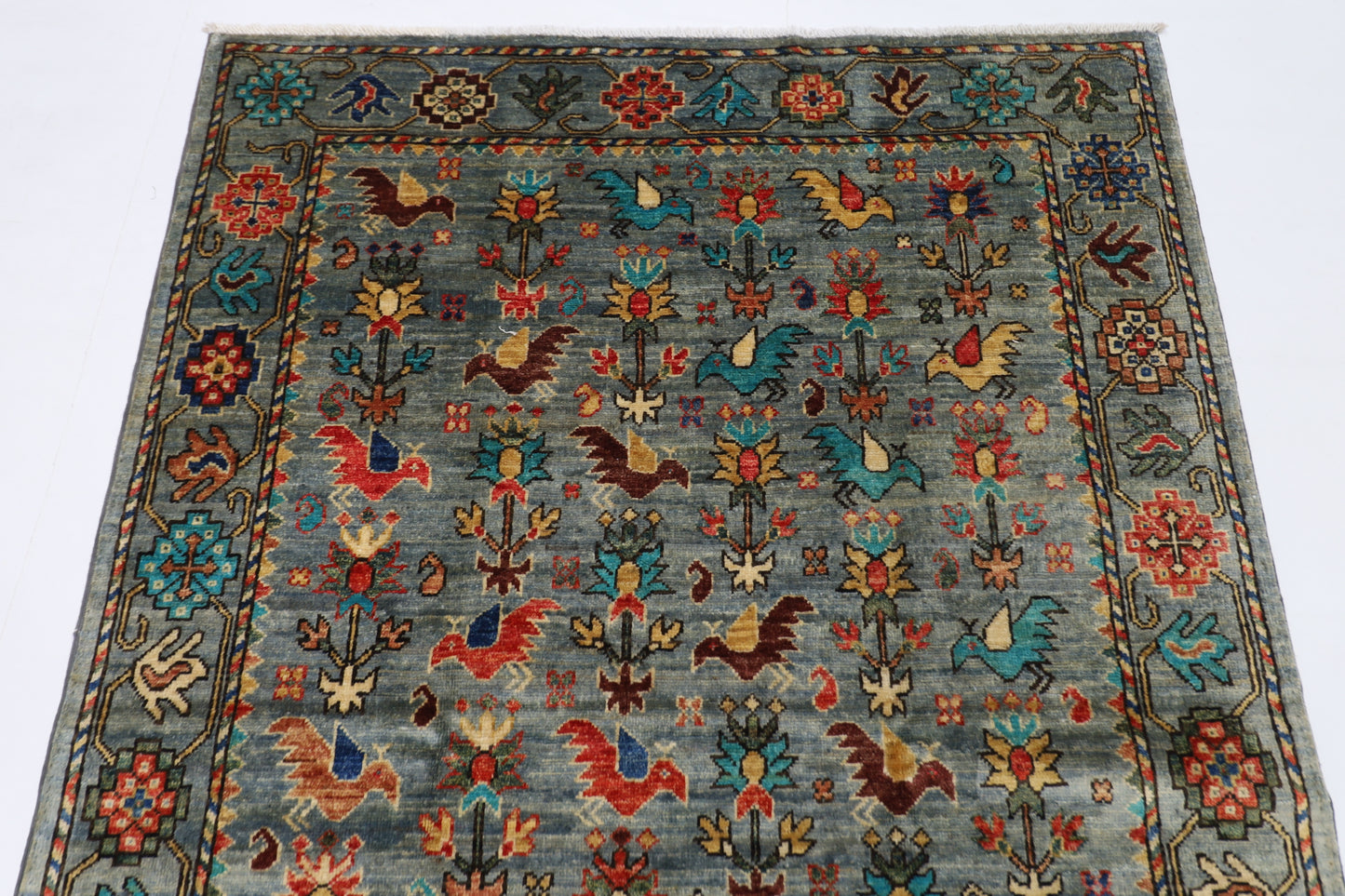 120 x 182 cm | Birds Afghan Tribal Hand Knotted Veg Dye Wool carpet