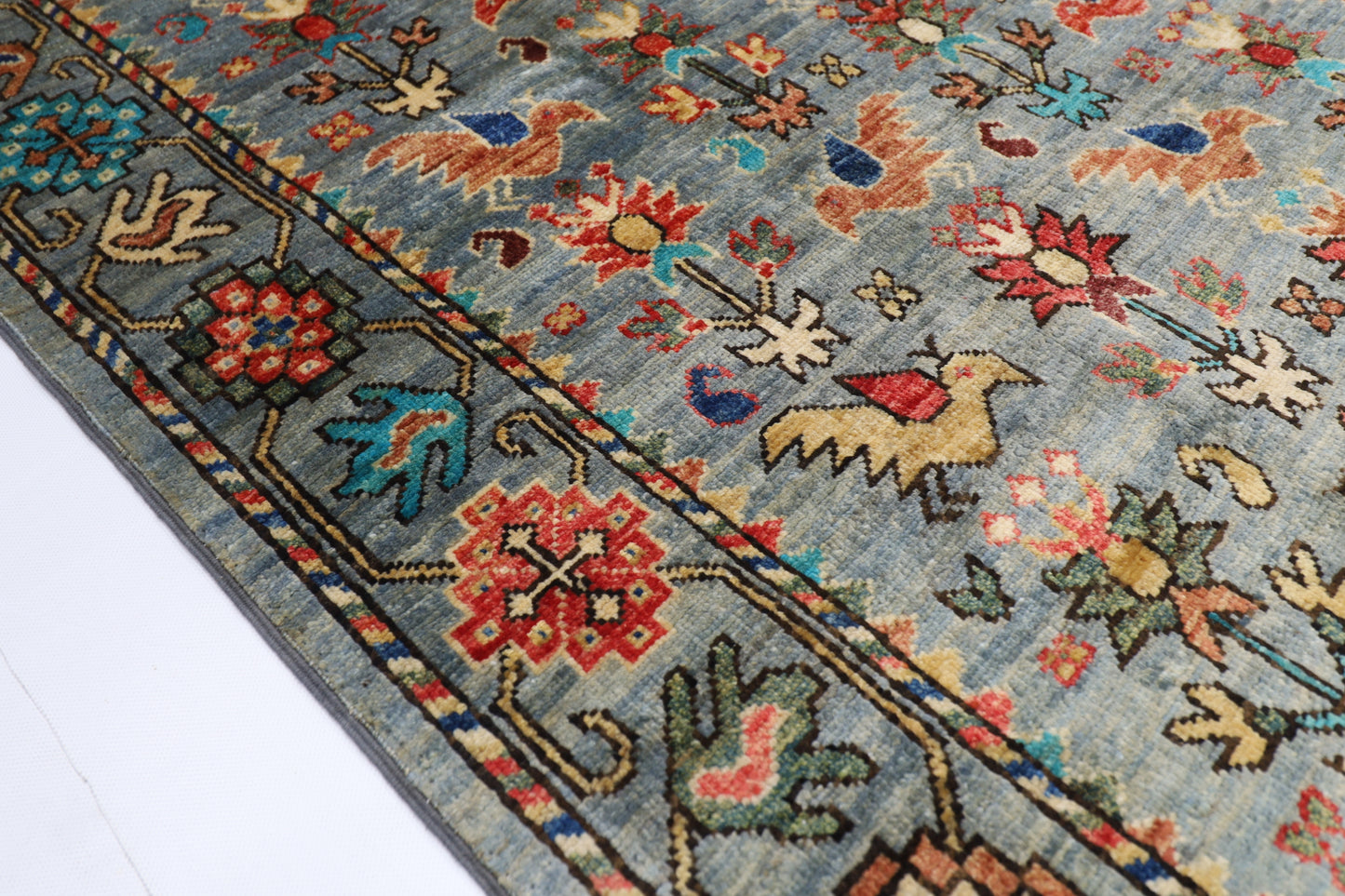 120 x 182 cm | Birds Afghan Tribal Hand Knotted Veg Dye Wool carpet