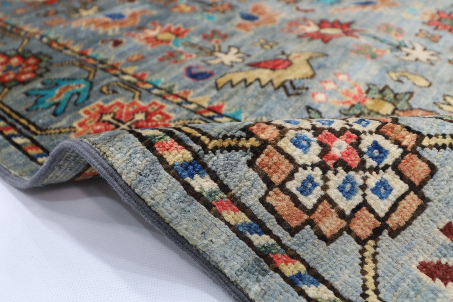120 x 182 cm | Birds Afghan Tribal Hand Knotted Veg Dye Wool carpet