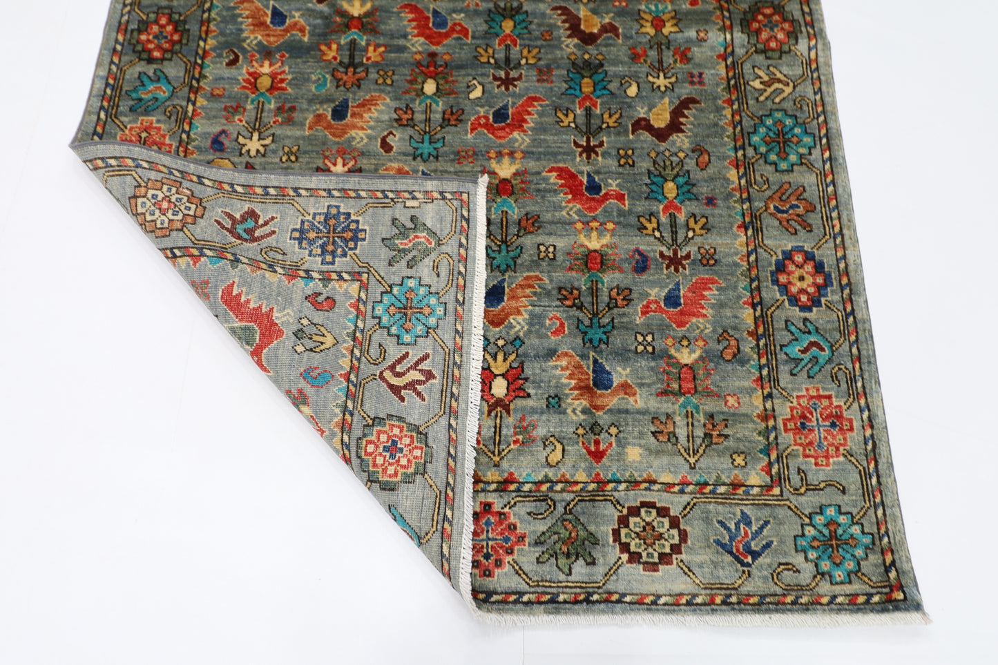 120 x 182 cm | Birds Afghan Tribal Hand Knotted Veg Dye Wool carpet